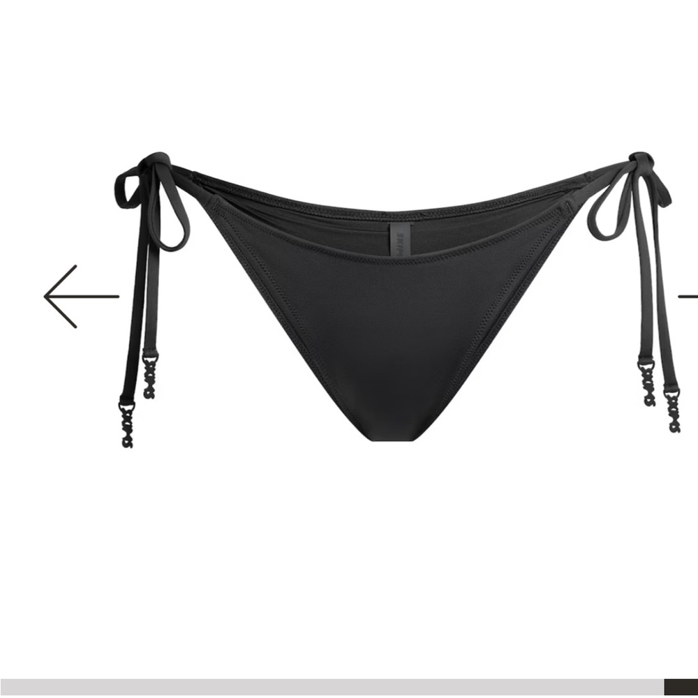Skims Signature Black Tie-Side Bikini Bottom
